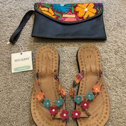 Floral Sandals and Cluth Set