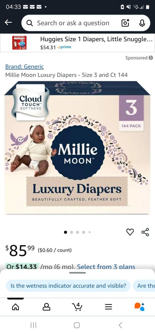 Millie Moon Luxury Diapers - Size 3 and Ct 144