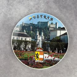 VTG Austria Salzburg 7.75” Souvenir Collector Plate Fortress Mirabell Gardens