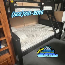 Twin Full Black Bunk Bed With Mattresses Colchones 