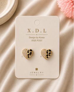 Black & Gold Heart Earrings