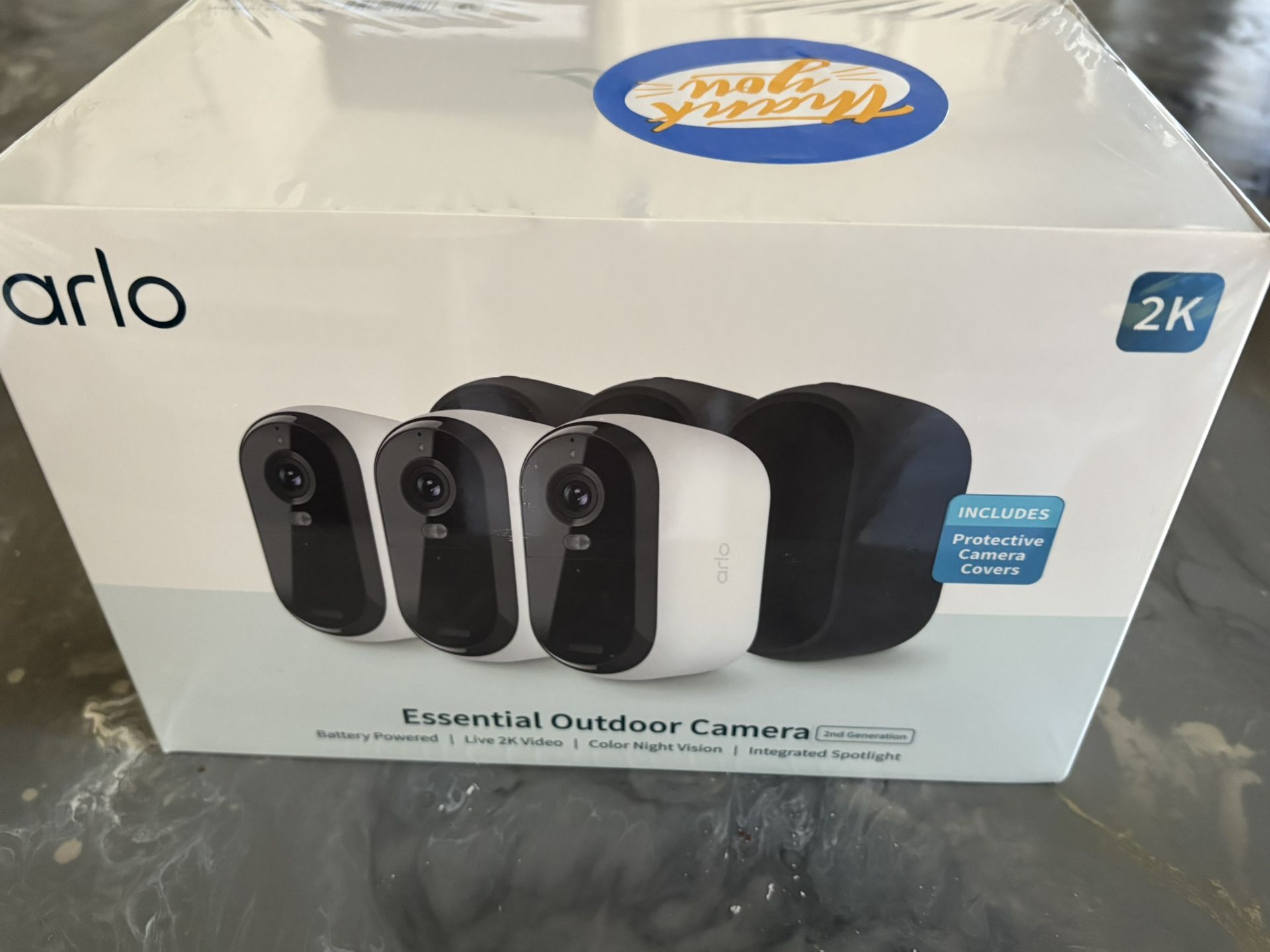 Arlo Essential Security Wireless 2K Camera with Spotlight, Indoor/Outdoor, 2nd Gen, 2-Way Audio, Color Night Vision, Motion Activation, Real Time Noti