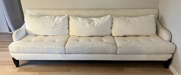 Large Cream Tufted 3-Seat Sofa
