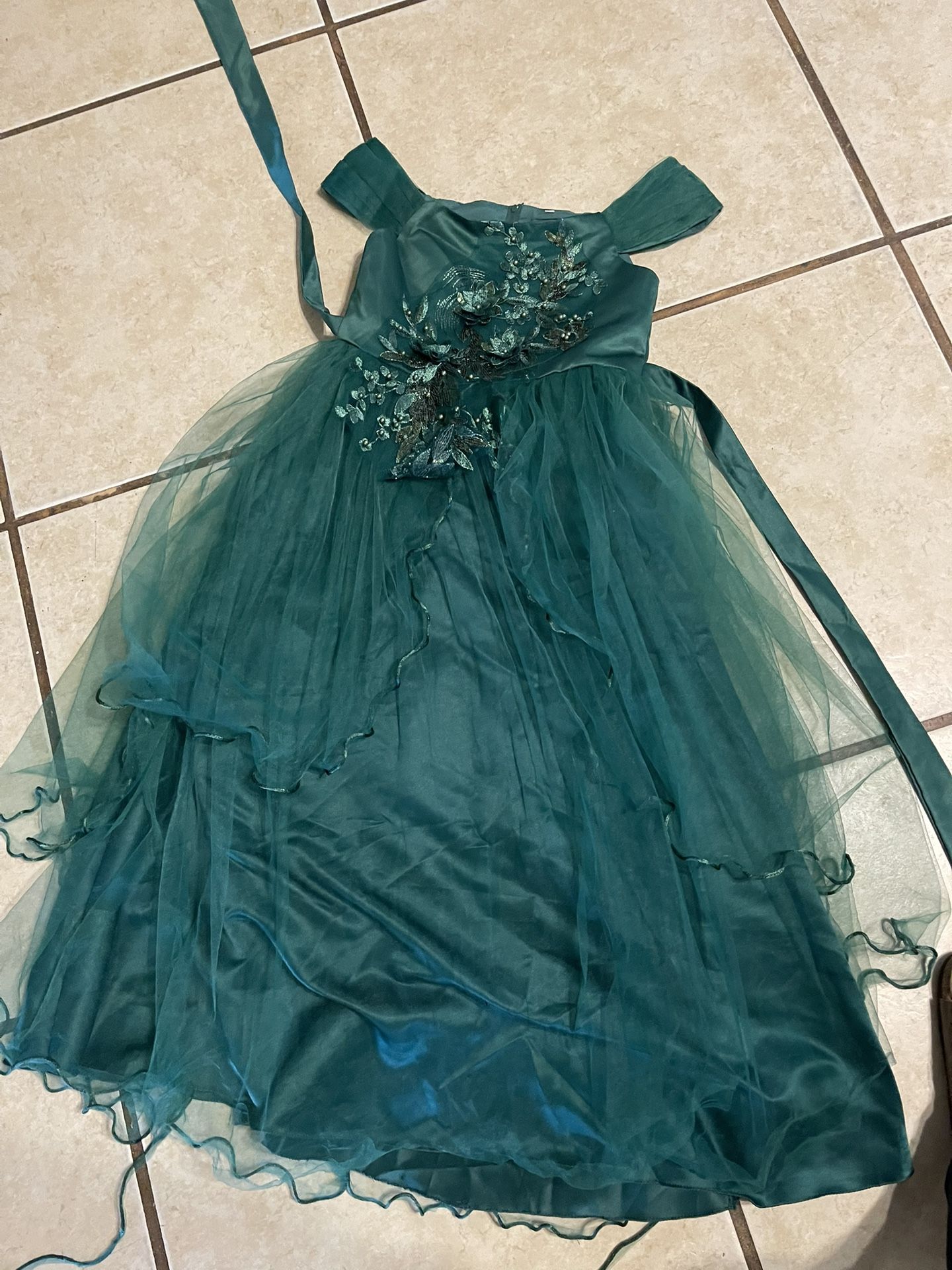 Vestido De Nina Verde Esmeralda