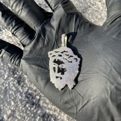 14k Yellow Gold Over Solid .925 Silver  “Jesus Face” Piece Pendant