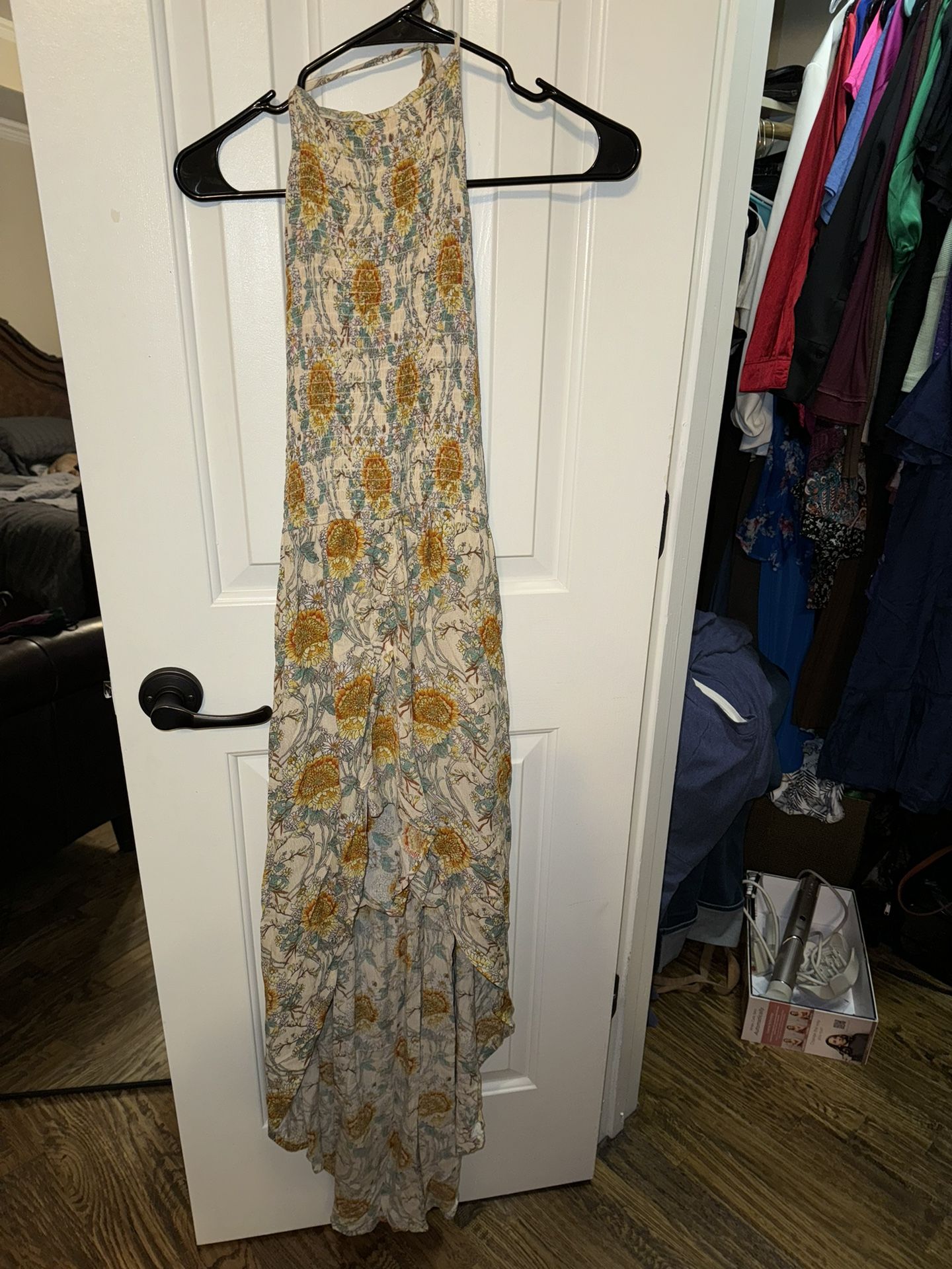 Altered State Teal Yellow Floral Dress New 