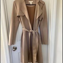 H&M Faux Suede Belted Trench Coat Women’s Pastel Pink