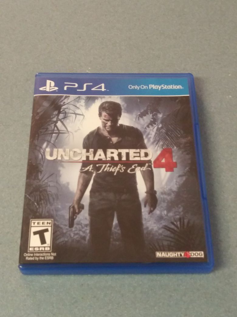 PS4 Video game Uncharted 4 A Thief's End, Complete & Like New Condition