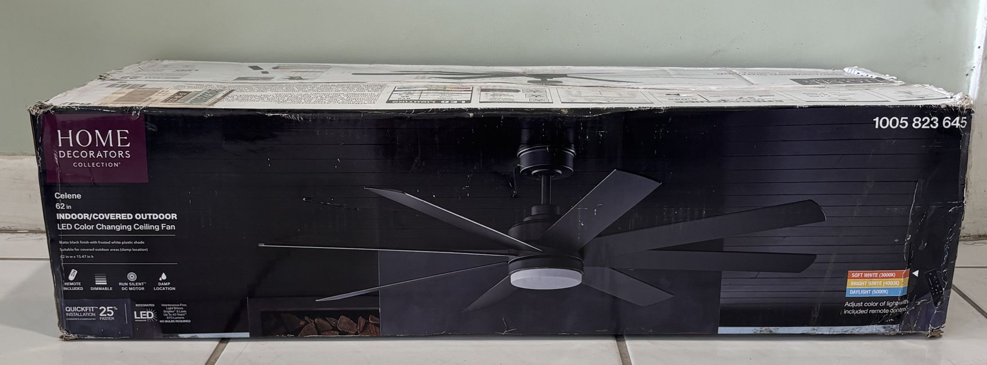 Celene 62 in. LED Indoor/ Outdoor Matte Black Ceiling Fan with Light and Remote Control with Color Changing Technology