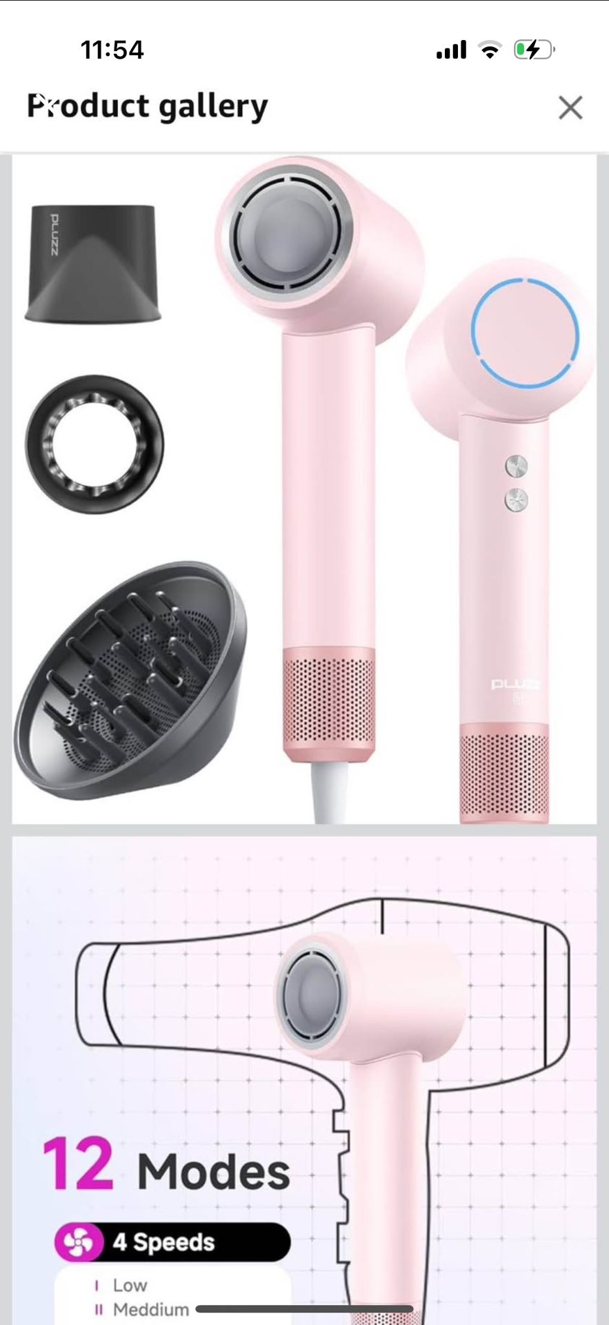 Hair Dryer with Diffuser Attachment, Diffuser Blow Dryer Ionic for Curly Hair, 110000RPM Brushless M