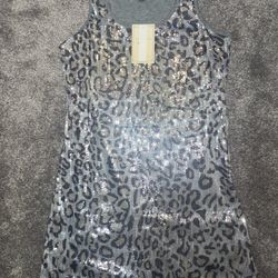 Leopard Print Sequin Medium Dress