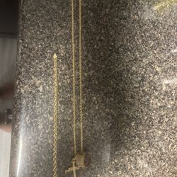 10K Gold Cross Necklace Bracelet And Rings