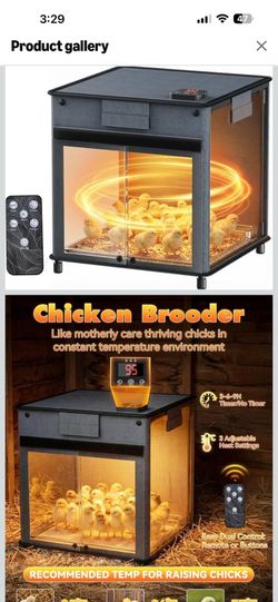 Brooder Box for Chicks, 200W Chicken Brooder Heater with Adjustable Temp(77~95℉) & 9H Timer & Removable Feeder, Waterer, 20S Rapid Heating Brooder Pla