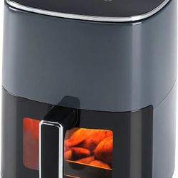 OLIXIS Air Fryer 6 Quart Capacity with Window Square Air Fryer 12-in-1 Air Fry, Roast, Reheat, Dehydrate, Bake, Steam with 400F Grey