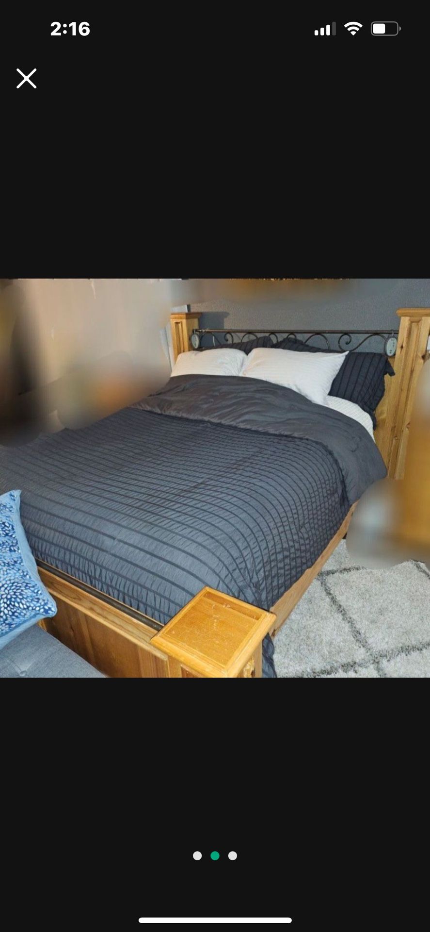 Queen bed with mattress and box spring