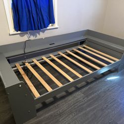 Gray twin bed frame