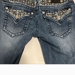 Miss Me Medium Blue With Embellishments And Pocket Flaps