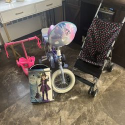  Toddler , Bike, Toddler  Halloween Costume 3T kids Stroller And Kids Skateboard