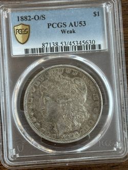1882-O/S Morgan Dollar Coin – PCGS AU53 (Weak Overmintmark)