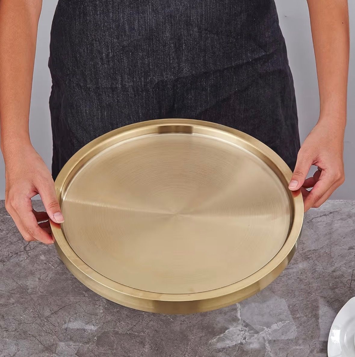 2 Gold Serving Trays