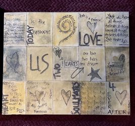 Total of 12 LOVE canvas wall art paintings positive sayings verses