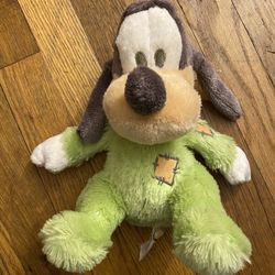 Disney Parks Baby Goofy Rattle Chimes 10" Plush Soft Green Bean Bag Baby Toy