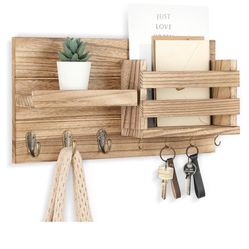 Wooden Mail Organizer With Key Holder