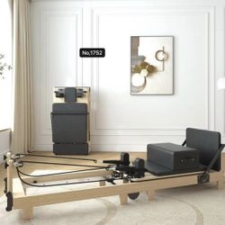 Pilates Reformer, PAETA Wooden Foldable Pilates Reformer Machine with Springs, Pilates Machines for Home Use and Studio, Pilates Equipm