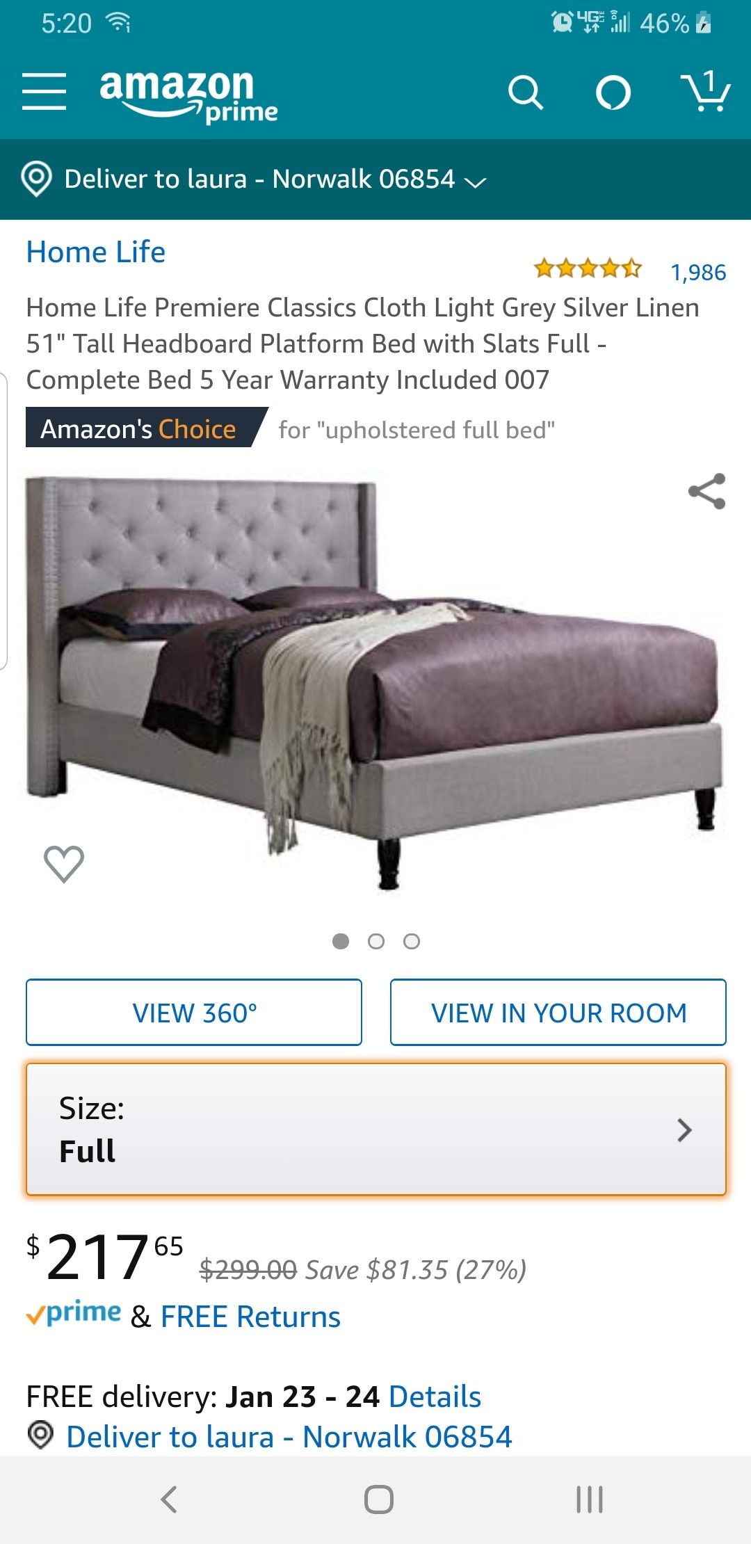 Full bed frame,