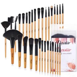 Make Up Brushes, Professional Burlywood Makeup Brush Kits Comfortable Fiber Hair 32 Piece Eye Shadow Eyebrow Kabuki Foundation Brush Rolling Bag Inclu