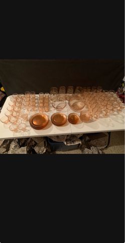 Vintage Arcoroc Rosaline Pink Swirl Glass Set. 114 Pieces!
