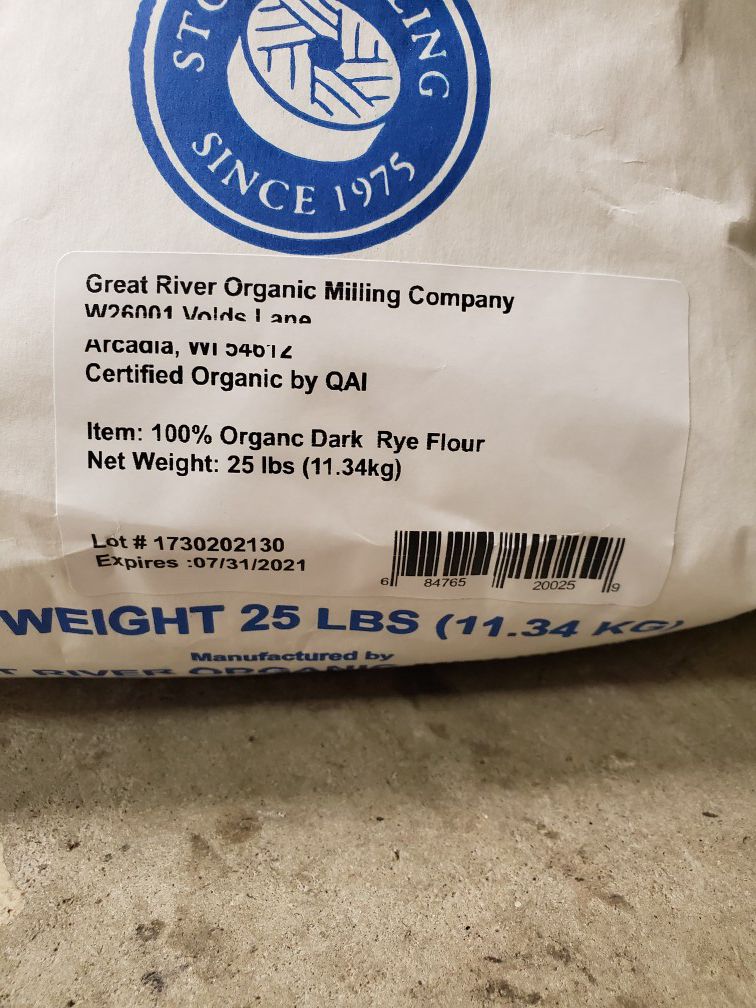 25lb Organic rye flour