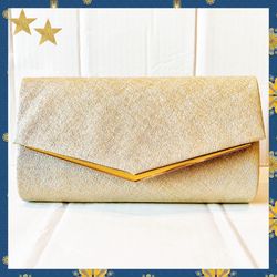💫 Gold Textured Evening Clutch w/Chain Strap