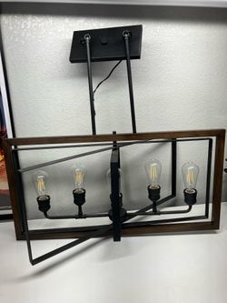 Modern Industrial mid century modern 5 Edison bulb Chandelier home light fixture