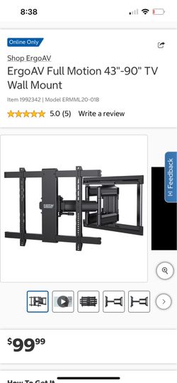 ErgoAV Full Motion TV Wall Mount (43" - 90") – Brand New