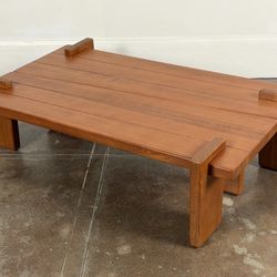 Contemporary Brutalist Teak Benches / Coffee Table