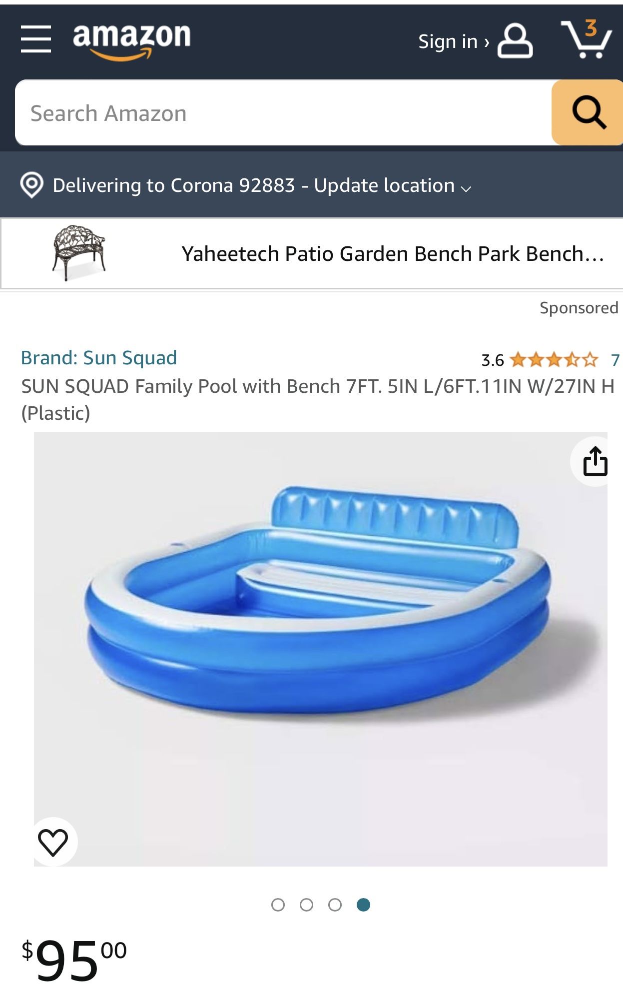 Brand New Inflatable Pool 7.5 X 6.11 X 27“