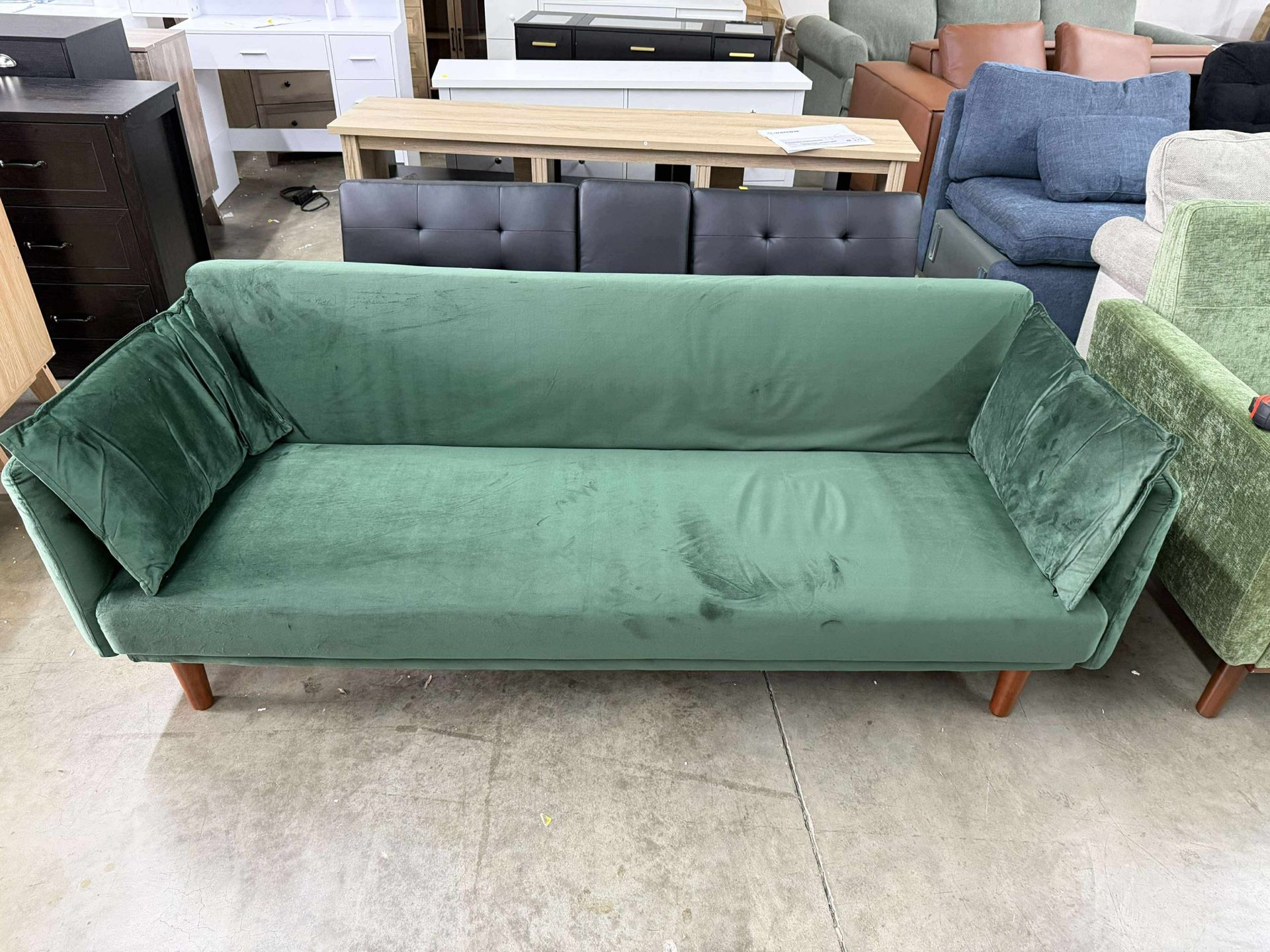 76" Velvet Futon Convertible Sofa Bed, 3 Seater Arm Couch(little damage)