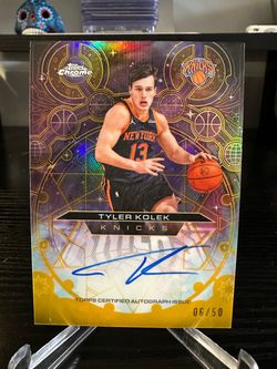 2025-26 Topps Chrome Updates Tyler Kolek Knicks Chromographs Auto CH-TK 49/50