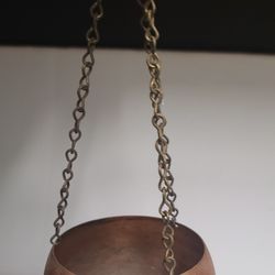 Cute Small Vintage Copper Craft Guild Hanging Planter 