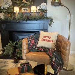 CB2 Cupa Saddle Leather Swivel Base Chair 