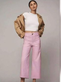 NWT Maeve Colette Cropped Wide Leg Faux Leather Sailor Pocket Pairs