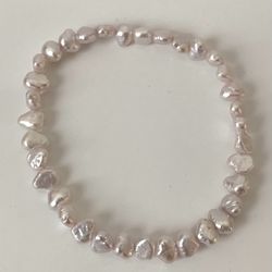 Lavender Irregular Baroque Pearl Elastic Bracelet, 3-6mm