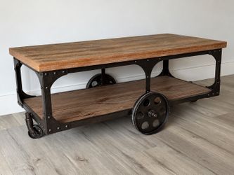Rustic Industrial Coffee Table – Wood & Metal