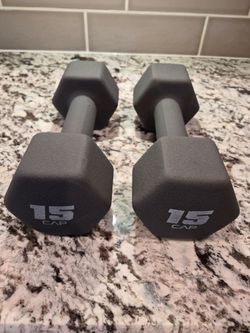 Cap 15 lb gray neoprene covered dumbbells