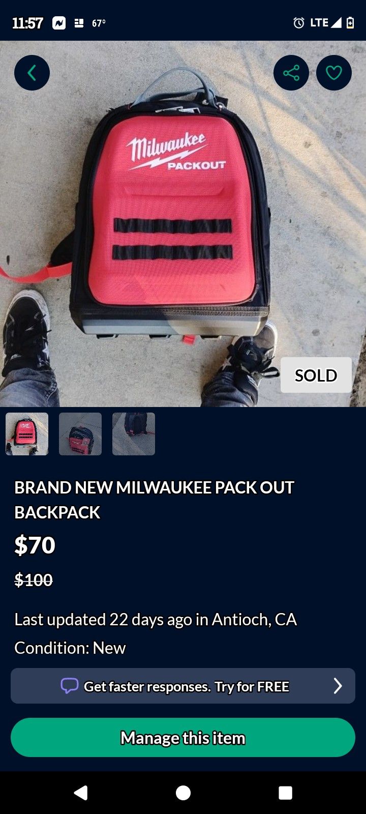 BRAND NEW MILWAUKEE PACK OUT BACKPACK