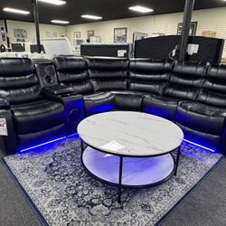 Leather Recliner Sectional W/Bluetooth Speaker. 🚚WE DELIVER🚚