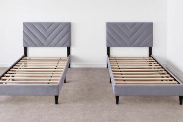 2 Gray Twin Size Bed Frame 