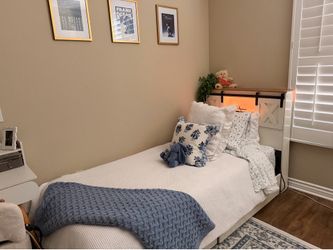 Cute twin XL bed frame + twin XL ComfortTech mattress