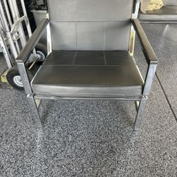 2x Modern Gray Leather Chairs. 